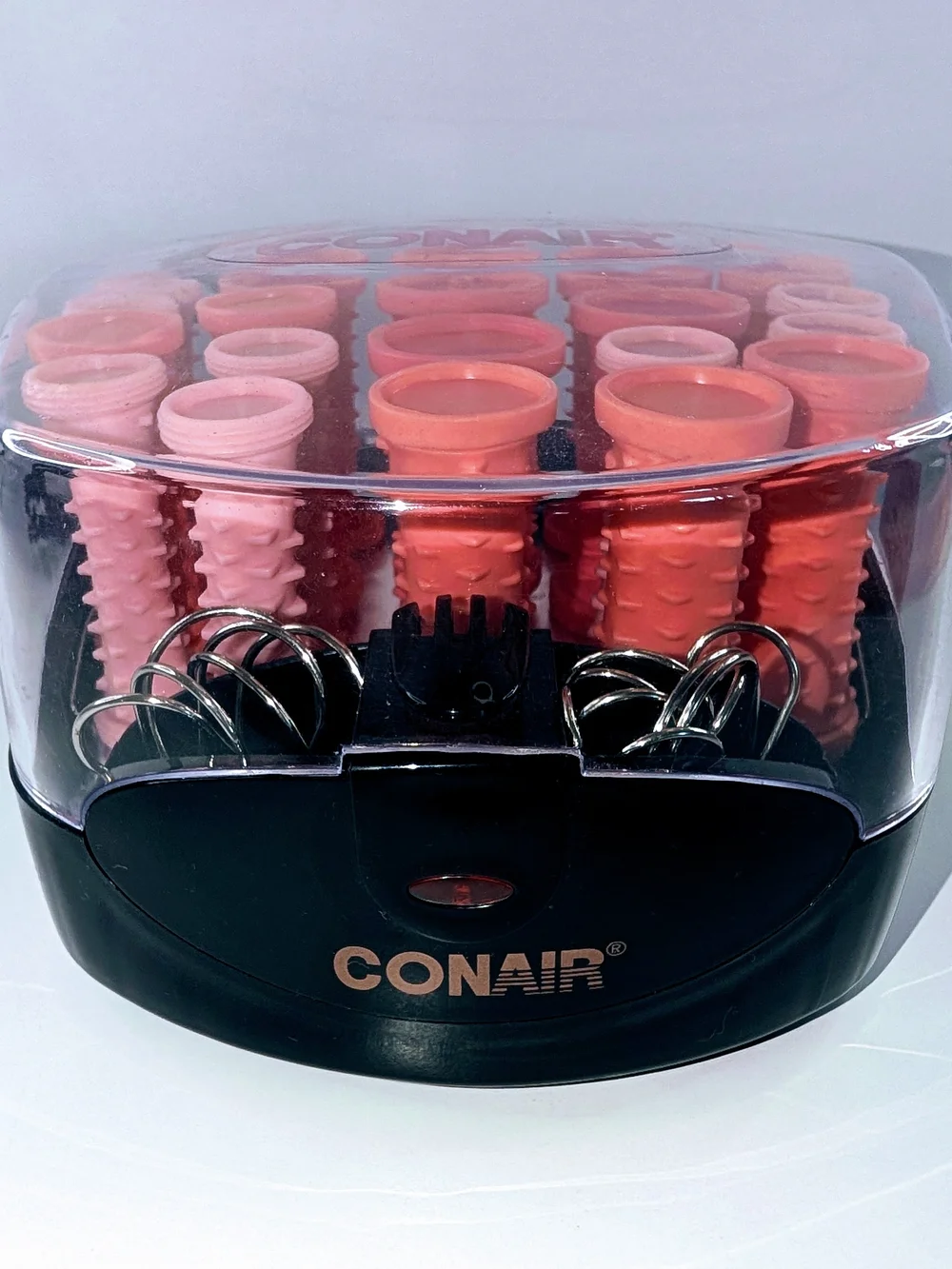 Conair Compact Multi-Size Hot Rollers Set 20 Pink with Clips TESTED WORKS